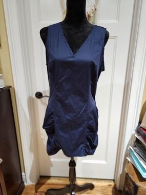 Classic V-Neck Navy Sleeveless Dress